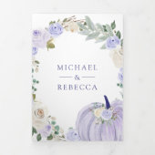 Lavender Rose Pumpkin QR Code Hochzeit Dreifach Gefaltete Einladung (Cover)