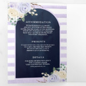 Lavender Rose Pumpkin QR Code Navy Blue Wedding Dreifach Gefaltete Einladung (Innen Erste Seite)