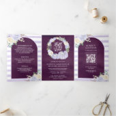 Lavender Rose Pumpkin QR Code Plum Wedding Dreifach Gefaltete Einladung (Innenseite)
