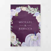 Lavender Rose Pumpkin QR Code Plum Wedding Dreifach Gefaltete Einladung (Cover)