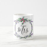 Lavender Rose und Eucalyptus Future Frau. Kaffeetasse<br><div class="desc">Ein romantisches und elegantes Design mit der Phrase "Future Mrs.",  gerahmt von Rose,  Eukalyptus und Lavendel in Aquarell.</div>