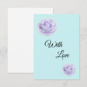 Lavender Rose W/Blue Wedding Enclosure Card Begleitkarte (Vorne/Hinten)