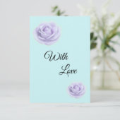 Lavender Rose W/Blue Wedding Enclosure Card Begleitkarte (Stehend Vorderseite)