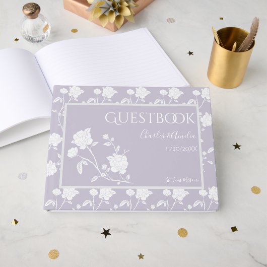 Lavender Rose Wedding Guest Book Gästebuch (Vorderseite Offen)