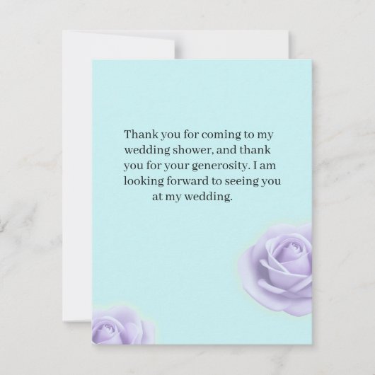 Lavender Rose Wedding Shower Thank You Note Dankeskarte (Vorderseite)