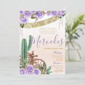 Lavender Rose Western Cactus Charro Quinceanera Einladung (Stehend Vorderseite)