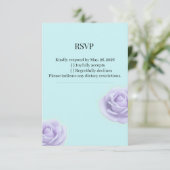 Lavender Rose With Blue Wedding RSVP Karte (Stehend Vorderseite)