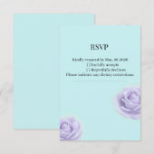 Lavender Rose With Blue Wedding RSVP Karte (Vorne/Hinten)