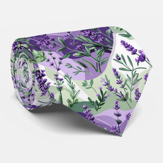Lavender & Rosemary Botanical Seamless Pattern Krawatte (Gerollt)