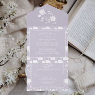 Lavender-Rosen-Hochzeit - Alles-in-einem-Einladung All In One Einladung