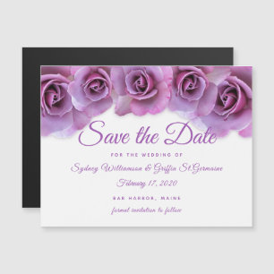 Lavender Roses Border Magnetic Save the Date Card Magneteinladung