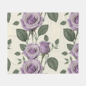 Lavender Roses With Silver And Green Leaves  Fleecedecke (Vorderseite (Horizontal))
