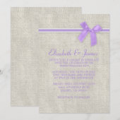 Lavender Rustic Burlap Wedding Einladungen (Vorne/Hinten)