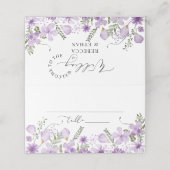 Lavender Rustic Floral Wedding Platzkarte (Außenseite Aufgefaltet)