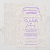 Lavender Rustic Mason Jar Hochzeit Einladungen (Vorne/Hinten)