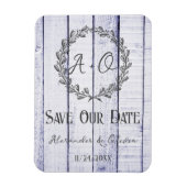 Lavender Rustic Monogram Speichern Sie das Datumsm Magnet (Vertikal)