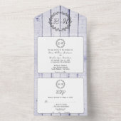 Lavender Rustic Monogram Wedding All In One Einladung (Innen Boden)