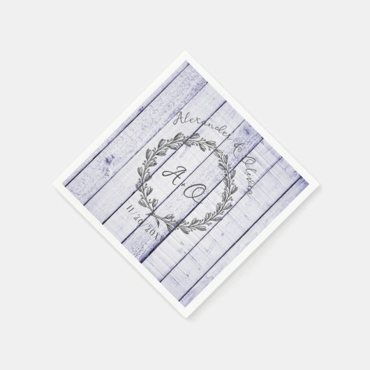 Lavender Rustic Monogram Wedding Napkins Serviette (Ecke)