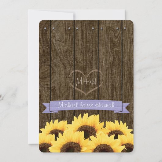 LAVENDER RUSTIC SUNFLOWER BRIDAL SHOWER INVITATION EINLADUNG (Rückseite)