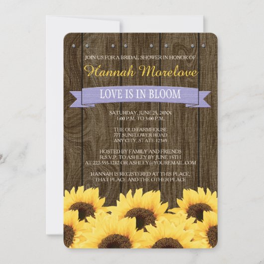 LAVENDER RUSTIC SUNFLOWER BRIDAL SHOWER INVITATION EINLADUNG (Vorderseite)