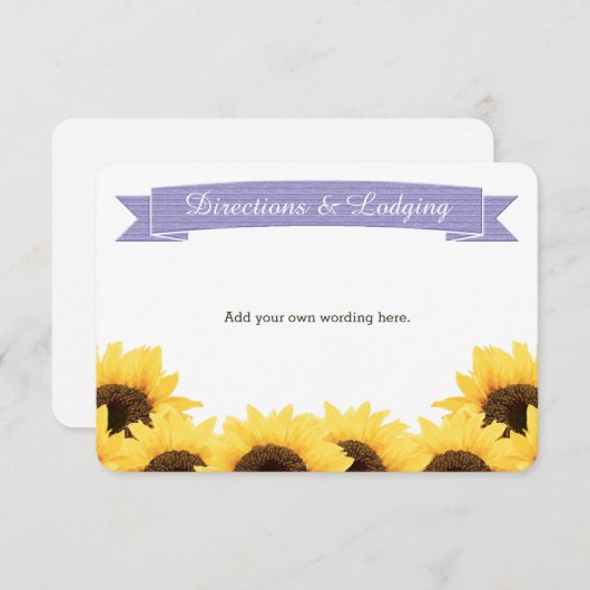 LAVENDER RUSTIC SUNFLOWER ENSCHLIESSUNG EINFÜGEN BEGLEITKARTE (Vorne/Hinten)