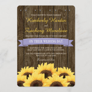 LAVENDER RUSTIC SUNFLOWER WEDERINVITATION EINLADUNG