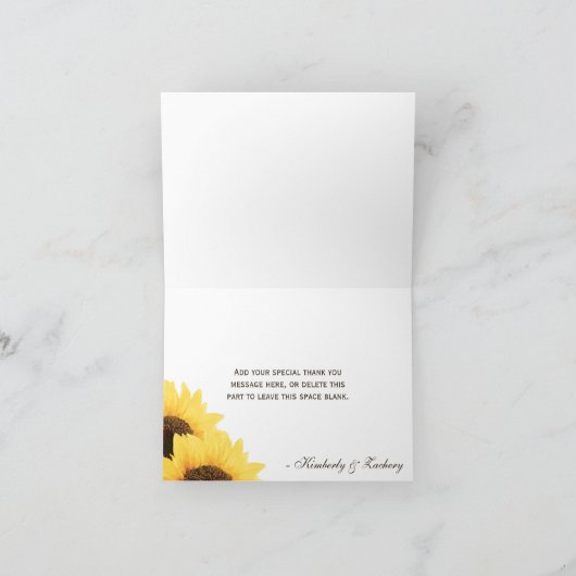 LAVENDER RUSTIC SUNFLOWER WEDING DANK KARTE (Innenseite)