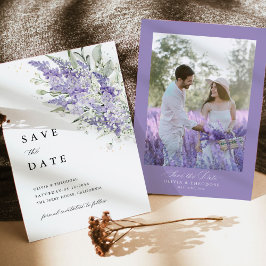 Lavender & Sage Green Floral Photo Wedding Save The Date