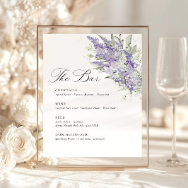 Lavender & Sage Green Floral Wedding Bar Menu Sockelschild