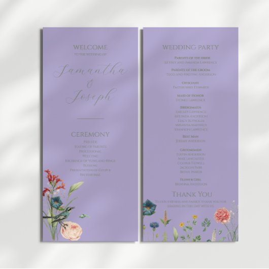 Lavender Sage Green Garden Hochzeitsprogramm