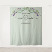 Lavender sage grün Mr. mrs Herz Hochzeit Foto Wandteppich (Vorderseite)