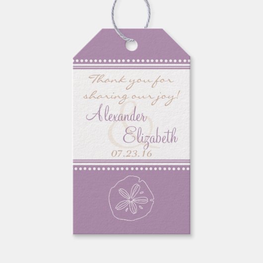 Lavender Sand Dollar Beach Wedding Guest Gefallen Geschenkanhänger (Vorderseite)