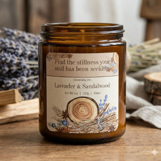 Lavender Sandalwood Quote Candle Label Quadratischer Aufkleber