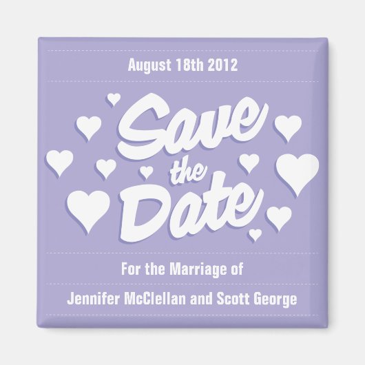 Lavender Save the Date Hearts Speichern des Datums Magnet (Vorne)
