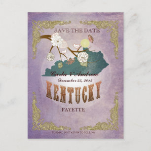 Lavender Save the Date - KY Karte mit hübschen Vög