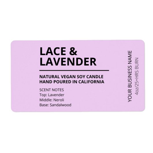 Lavender Scent Lila Candle Labels (Vorne)