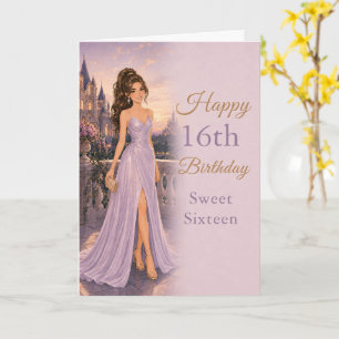 Lavender-Schloss-Sweet-Sixteen-Geburtstagskarte Karte