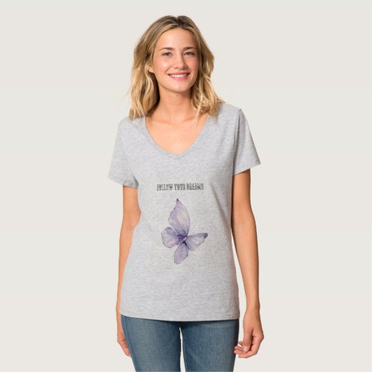 Lavender-Schmetterlingsträume T-Shirt (Vorderseite Vollansicht)