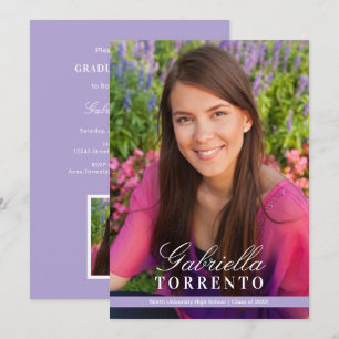 Lavender Schrift Name Foto Abschlussfeier Einladung