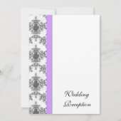Lavender Schwarz-weiß Damask Wedding Empfang Einladung (Rückseite)