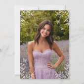 Lavender Scribble Foto Quinceanera Einladung (Rückseite)