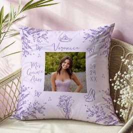 Lavender Scribble Foto Quinceanera Keepake Kissen