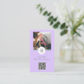 Lavender Script Business Card QR Code Service Menu Visitenkarte (Stehend Vorderseite)