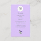 Lavender Script Business Card QR Code Service Menu Visitenkarte (Rückseite)