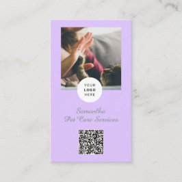 Lavender Script Business Card QR Code Service Menu Visitenkarte