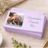 Lavender Script Business Card QR Code Service Menu Visitenkarte
