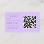 Lavender Script Business Card QR Code Service Menu Visitenkarte (Rückseite)
