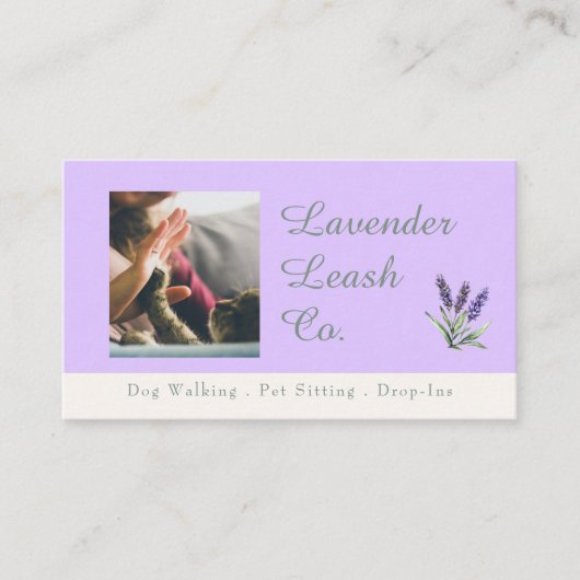 Lavender Script Business Card QR Code Service Menu Visitenkarte (Vorderseite)