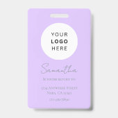 Lavender Script Business Logo Photo Pet Caregiver  Ausweis (Back)