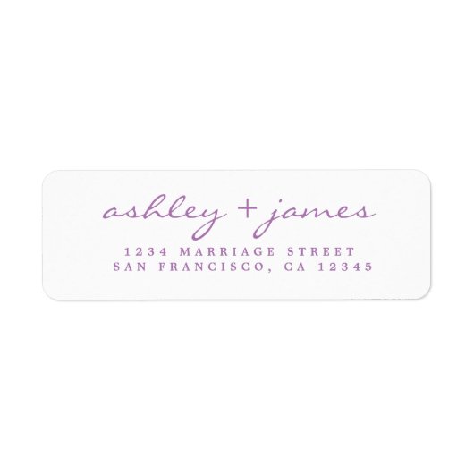 Lavender Script Elegant Wedding Rücksendeadresse (Vorne)